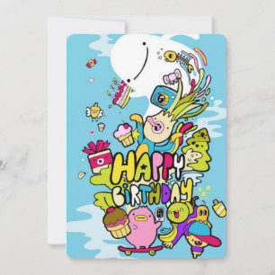 Invitación Arte de doodle de cumpleaños