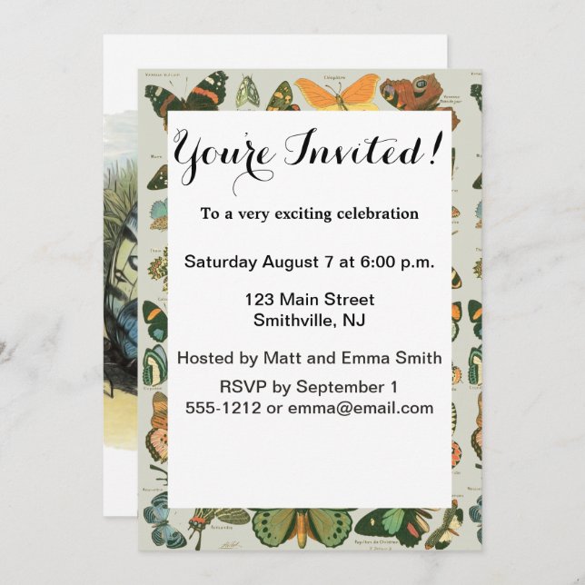 Invitación Arte de elfo mariposa Elfos lindos Mariposas (Anverso / Reverso)