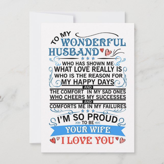 Invitación Arte de esposa para mi maravilloso marido (Anverso)