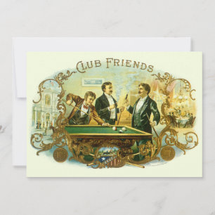 Invitación Arte de etiqueta de cigarro vintage, Club Friends 