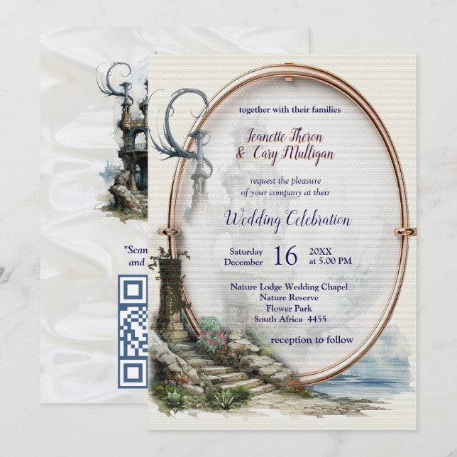 Invitación Arte de fantasía vintage (Anverso / Reverso)