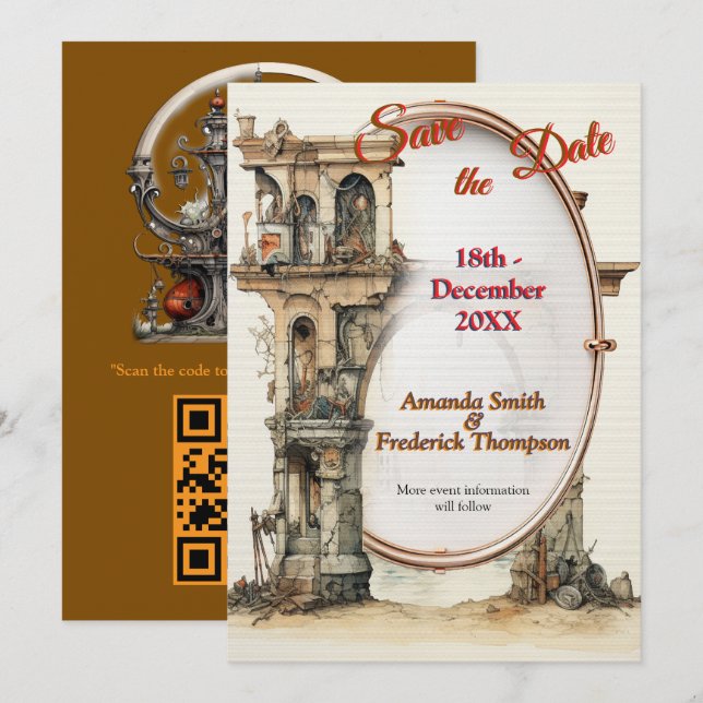 Invitación Arte de fantasía vintage (Anverso / Reverso)