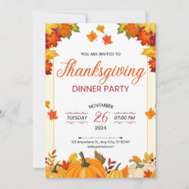 Invitación Arte de fiesta de Acción de Gracias de otoño