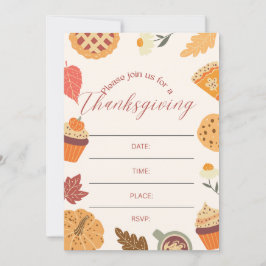 Invitación Arte de fiesta de Acción de Gracias de otoño