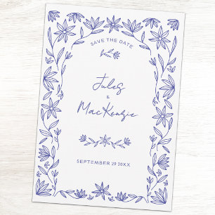 Invitación Arte de Flor Silvestre Azul Mediterráneo para Guar