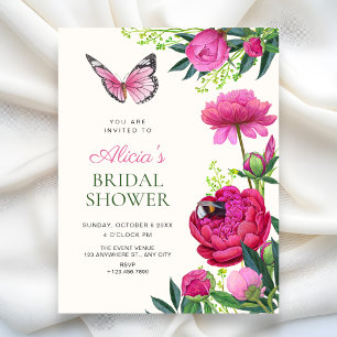 Invitación Arte de florecimiento floral para ducha de novia