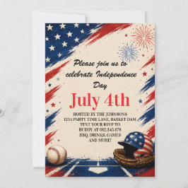 Invitación Arte de fondo de béisbol del Día de la Independenc