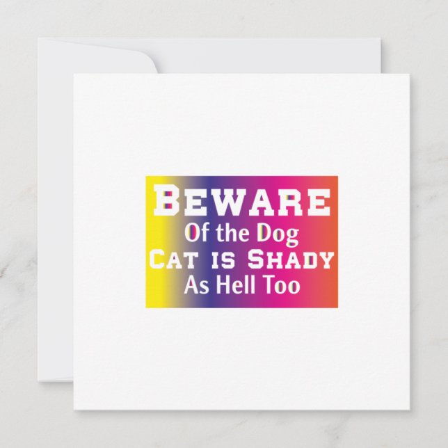 Invitación Arte de gato Cuidado con el perro (Anverso)