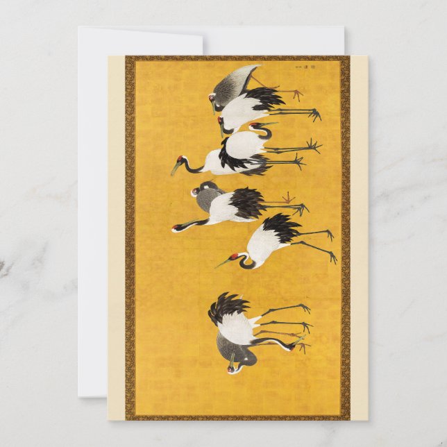 Invitación Arte de grúa japonés vintage (Anverso)