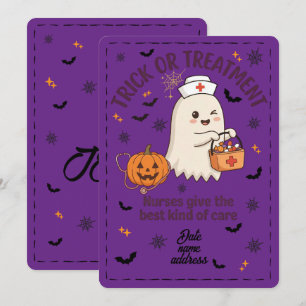 Invitación arte de Halloween de enfermera fantasma linda Truc