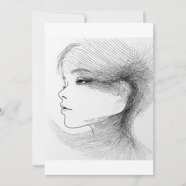 Invitación Arte de ilustración de línea continua de una cara  (Anverso)