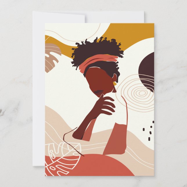 Invitación Arte de Ilustracion de mujer negra, imagen de retr (Anverso)