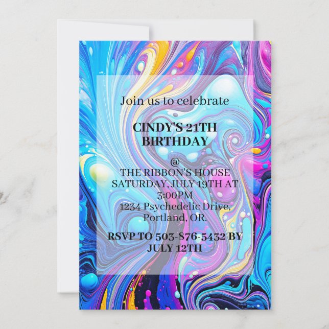 Invitación Arte de ilustración ondulada abstracta Fiesta de c (Anverso)