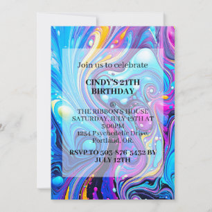 Invitación Arte de ilustración ondulada abstracta Fiesta de c