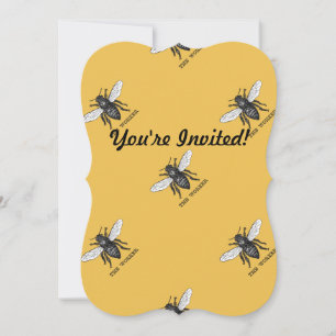 Invitación Arte de ilustración vintage de abeja trabajadora