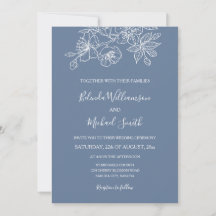 Arte de la línea floral azul turbia | BODA