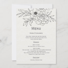 Invitación Arte de la línea floral de negro e marfil