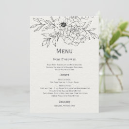 Invitación Arte de la línea floral de negro e marfil
