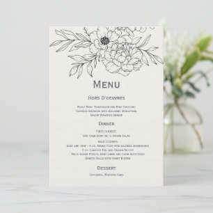 Invitación Arte de la línea floral de negro e marfil