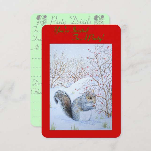 Invitación arte de la vida silvestre de la escena de la nieve (Anverso / Reverso)