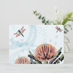 Invitación Arte de Libélula Flor de Banksia