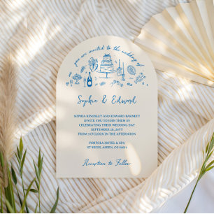 Invitación Arte de línea caprichosa dibujada a mano estilo bo