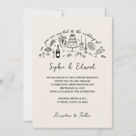Invitación Arte de línea caprichosa dibujada a mano estilo bo