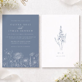 Invitación Arte de línea de flores silvestres Boda de vincape