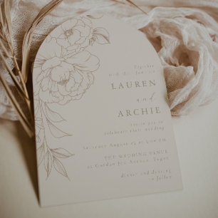 Invitación Arte de línea elegante boho floral vintage boda