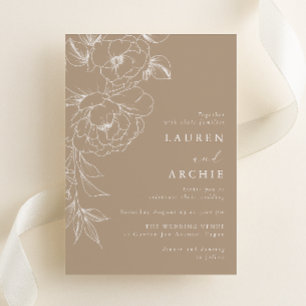 Invitación Arte de línea floral elegante boda