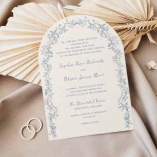 Invitación Arte de Línea Floral Vintage Rústico Arco de Boda