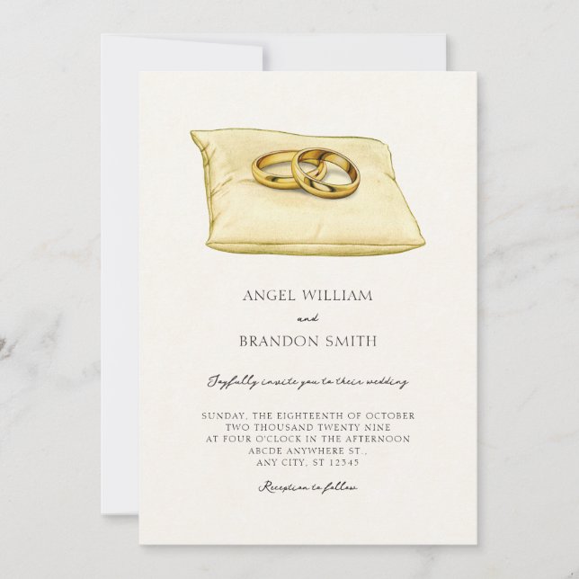 Invitación arte de los anillos de pareja boda (Anverso)