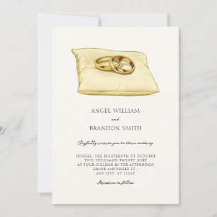 Invitación arte de los anillos de pareja boda