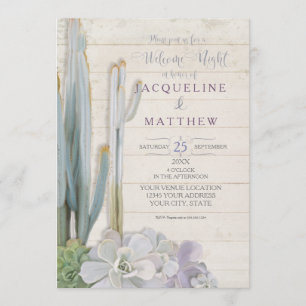 Invitación Arte de madera suculento de la noche del cactus