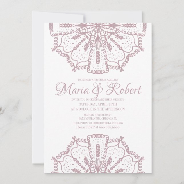 Invitación Arte de Mandala Bohemio Rosa Boda Boho (Anverso)