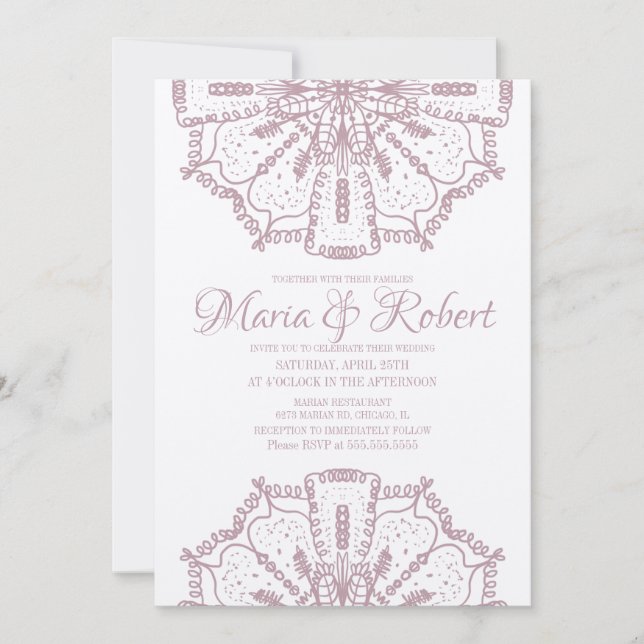 Invitación Arte de mandala bohemio rosa boda kraft boho (Anverso)