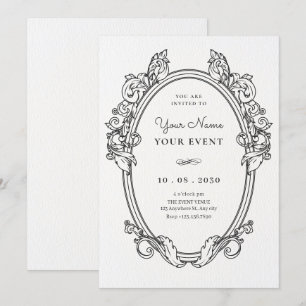 Invitación Arte de marco elegante de época