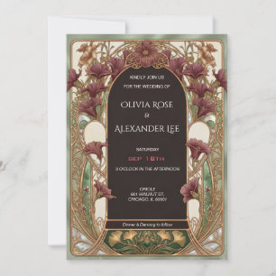 Invitación Arte de novia de lirio de Calla elegante y púrpura