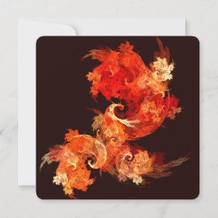 Invitación Arte de pájaros de fuego bailando moderno fractal