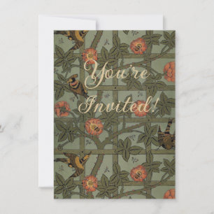 Invitación Arte de papel pintado de enrejado de William Morri
