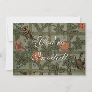 Invitación Arte de papel pintado de enrejado de William Morri