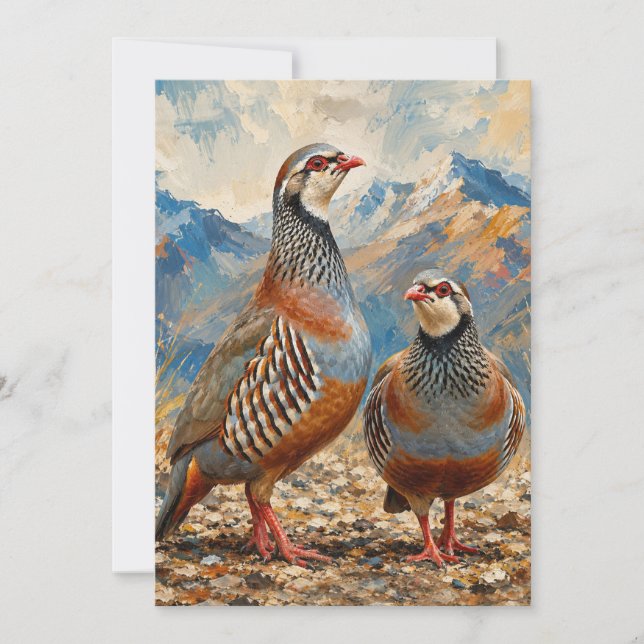 Invitación Arte de pareja de perdiz chucar  (Anverso)