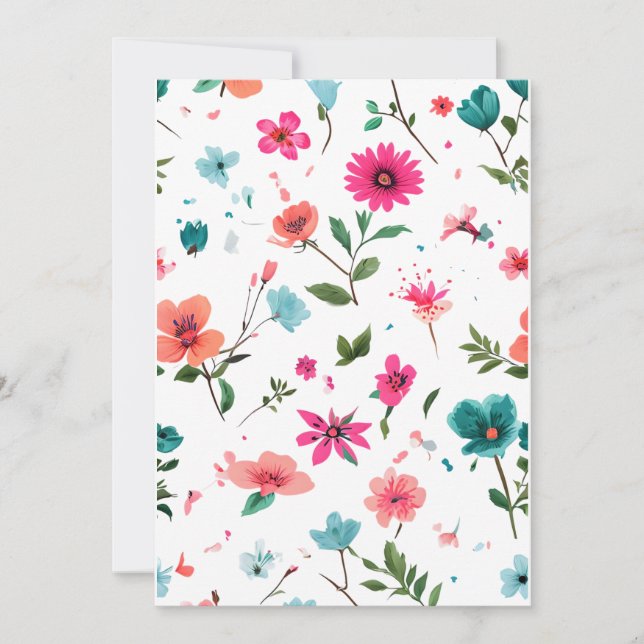 Invitación Arte de patrones florales vibrantes (Anverso)