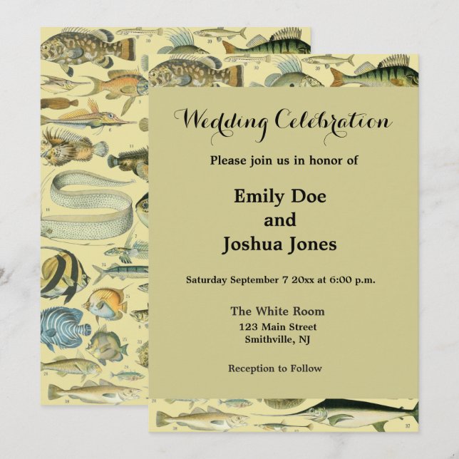 Invitación Arte de pesca científica de peces de época (Anverso / Reverso)