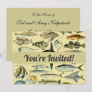 Invitación Arte de pesca científica de peces de época