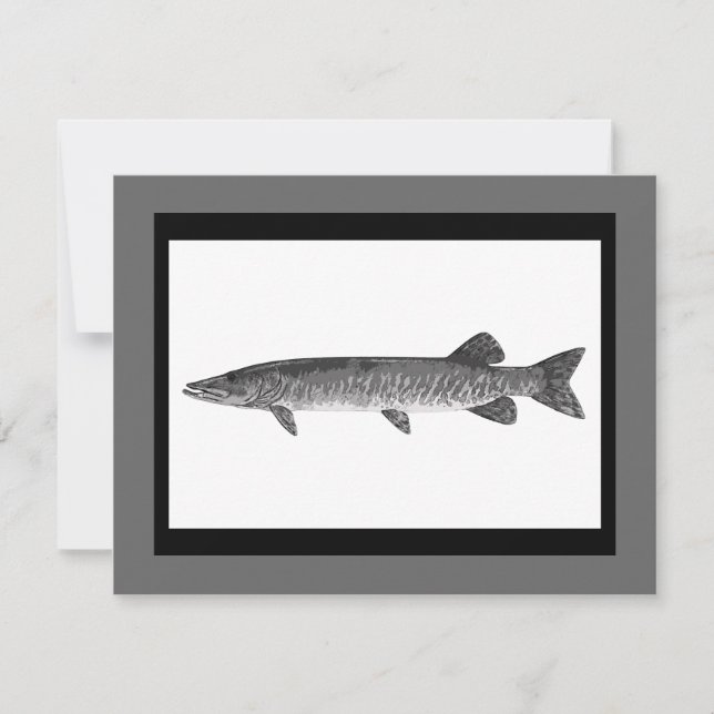 Invitación Arte de pesca Muskie (Anverso)