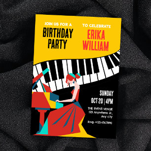 Invitación arte de piano musical