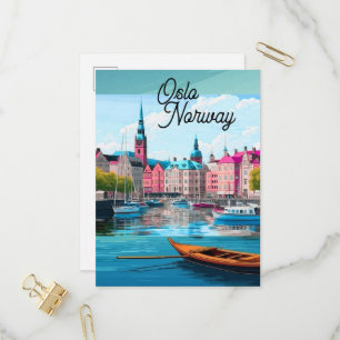Invitación Arte de postal de viaje de Oslo Noruega, Postal de