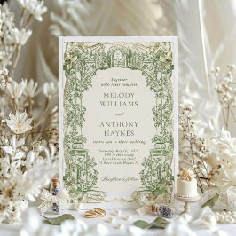 Invitación Arte de puerta de jardín de acuarela verde Boda