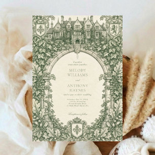 Invitación Arte de puerta de jardín de acuarela verde Boda